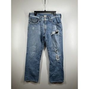 True Religion Joey Men's Jeans 36x33 Twisted Flare Made in USA Distressed Pants